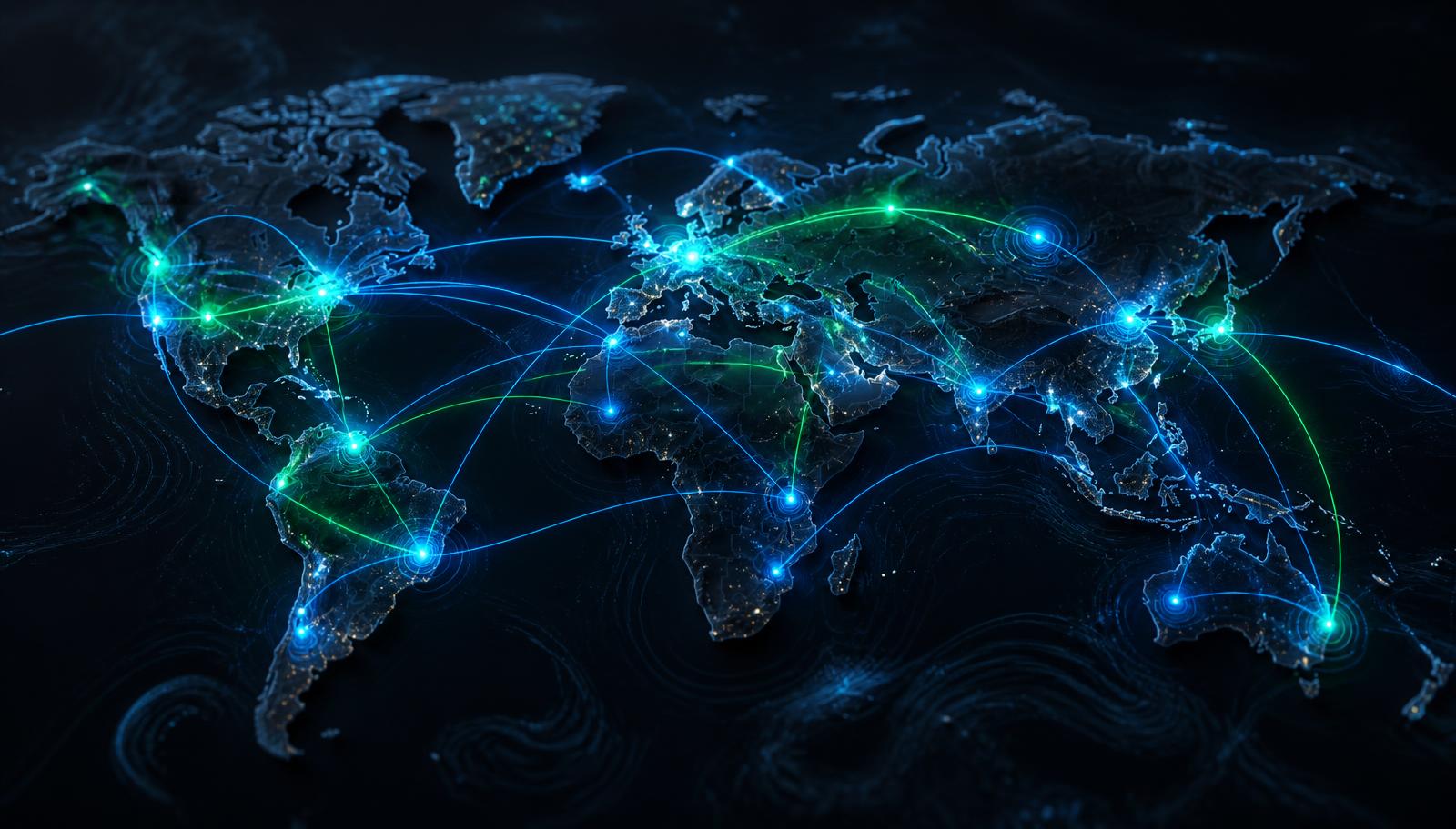 Illuminated global map of SIP call routing paths